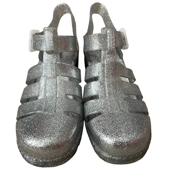 Forever 21 Clear Silver Glitter Heel Jelly Shoes - Picture 3 of 13